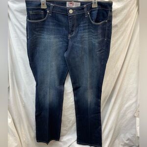LEI Women's low rise slim boot fit Deep Indigo Skinny Jeans ladies sz 17 long